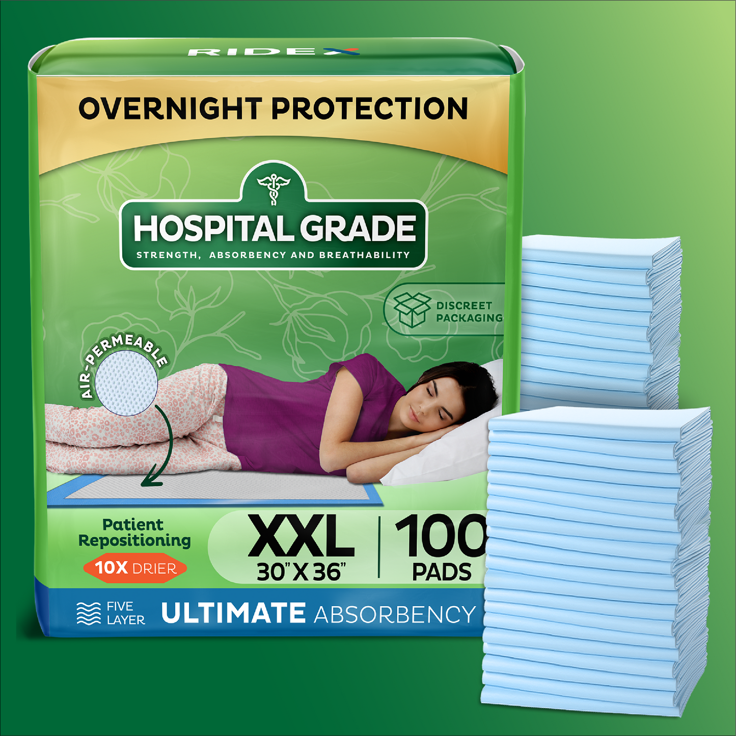 Premium Bed Underpads XXL - 30" x 36" (100 Count)