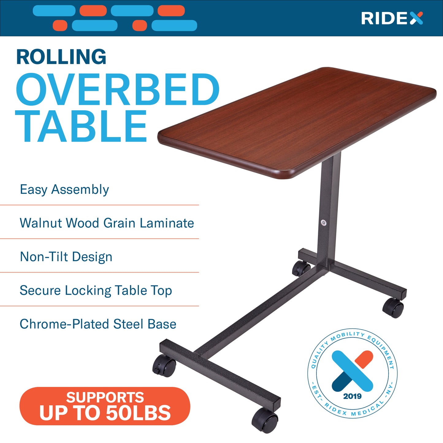 Ridex Adjustable Overbed Table