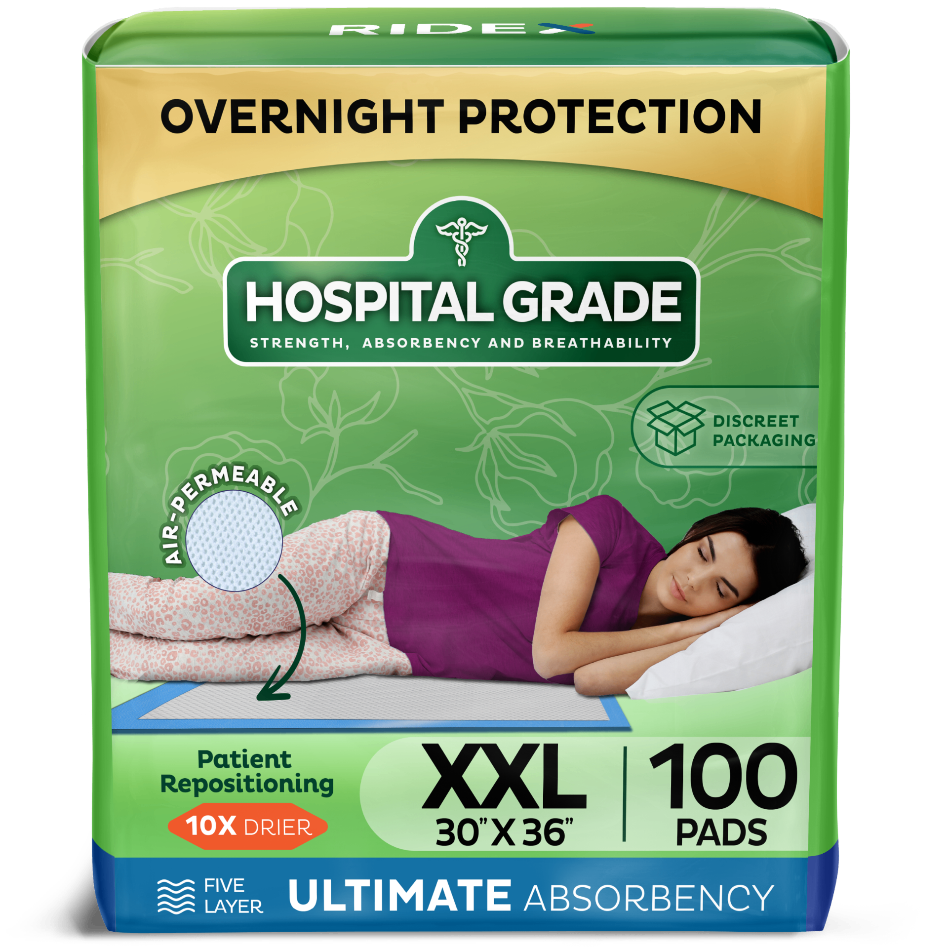 Premium Bed Underpads XXL 30x36 100 Count - Hospital Grade